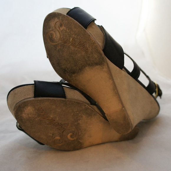 Seychelles In Good Hands Black Leather Wedges 9.5 - Picture 7 of 8